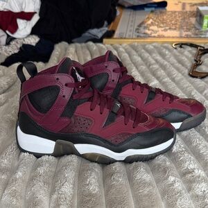 Jordan Burgundy and Black High-Top Sneakers